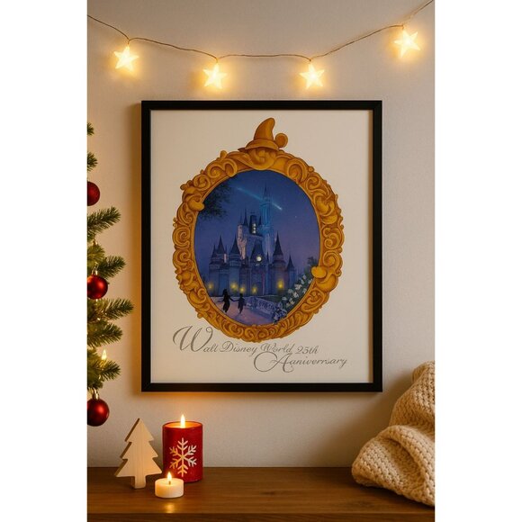 Walt Disney World 25th Anniversary Poster Cinderella Castle 1996 Vintage Disney - Picture 1 of 4